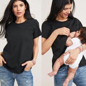 Hatch The Luxe Nursing Tee S Black Maternity Organic Pima Cotton Short Sleeves